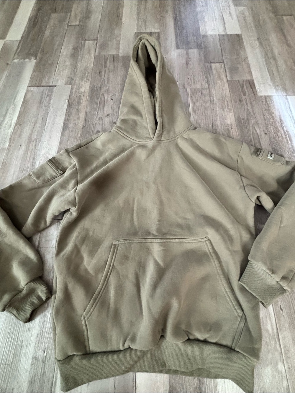 Relaxed Olive Pullover Hooded Sweatshirt